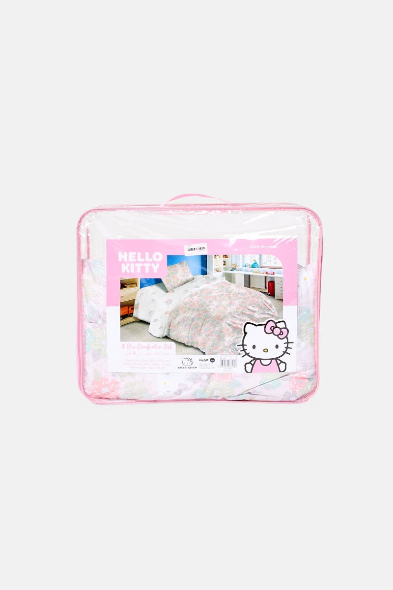 Sanrio 3 Pieces Hello Kitty Comforter With Pillow Case Set, Multicolor - Image 1