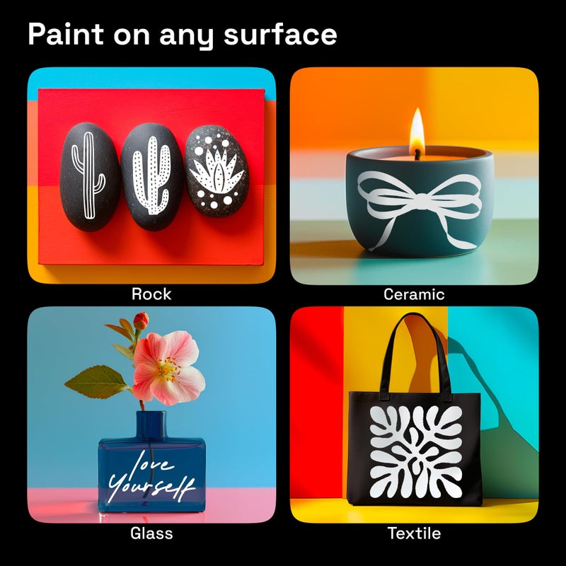 ARTISTRO 5 White Acrylic Paint Markers for Rock, Fabric, Wood, Glass, Craft, Decoration - Dual-Tip Paint Pens - Stocking Stuffers, Christmas Gift Idea for Teens, Grandkids, Kids - Art Supplies - Image 3