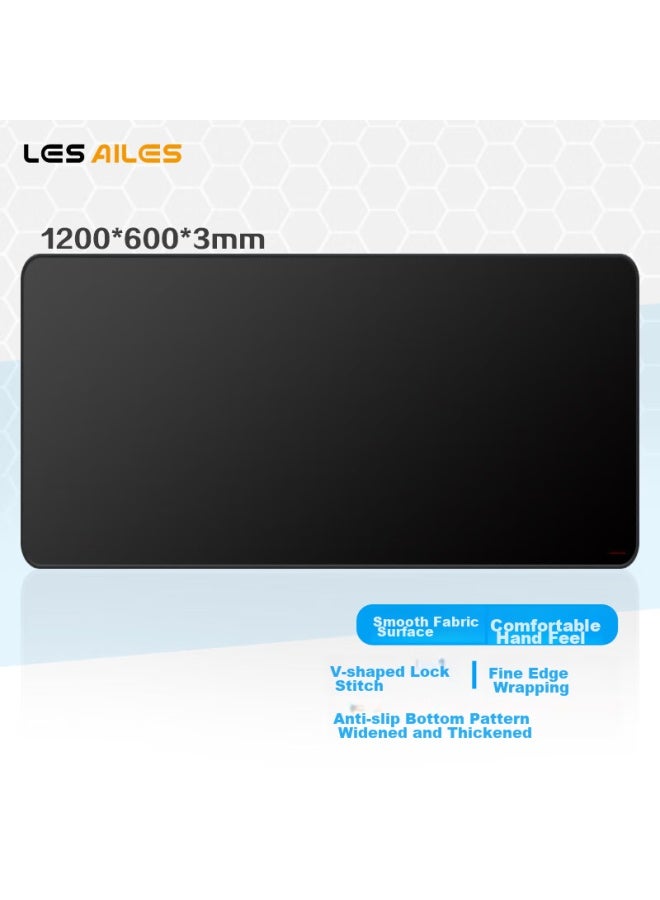Lesailes Feidun Lesailes Gaming Mouse Pad, Thickened Extra Large Computer Mouse Pad, Precision Edge Binding, Non-slip Bottom, Office And Gaming Desk Mat, 1.2 Meters Black 1200*600*3mm - Image 1
