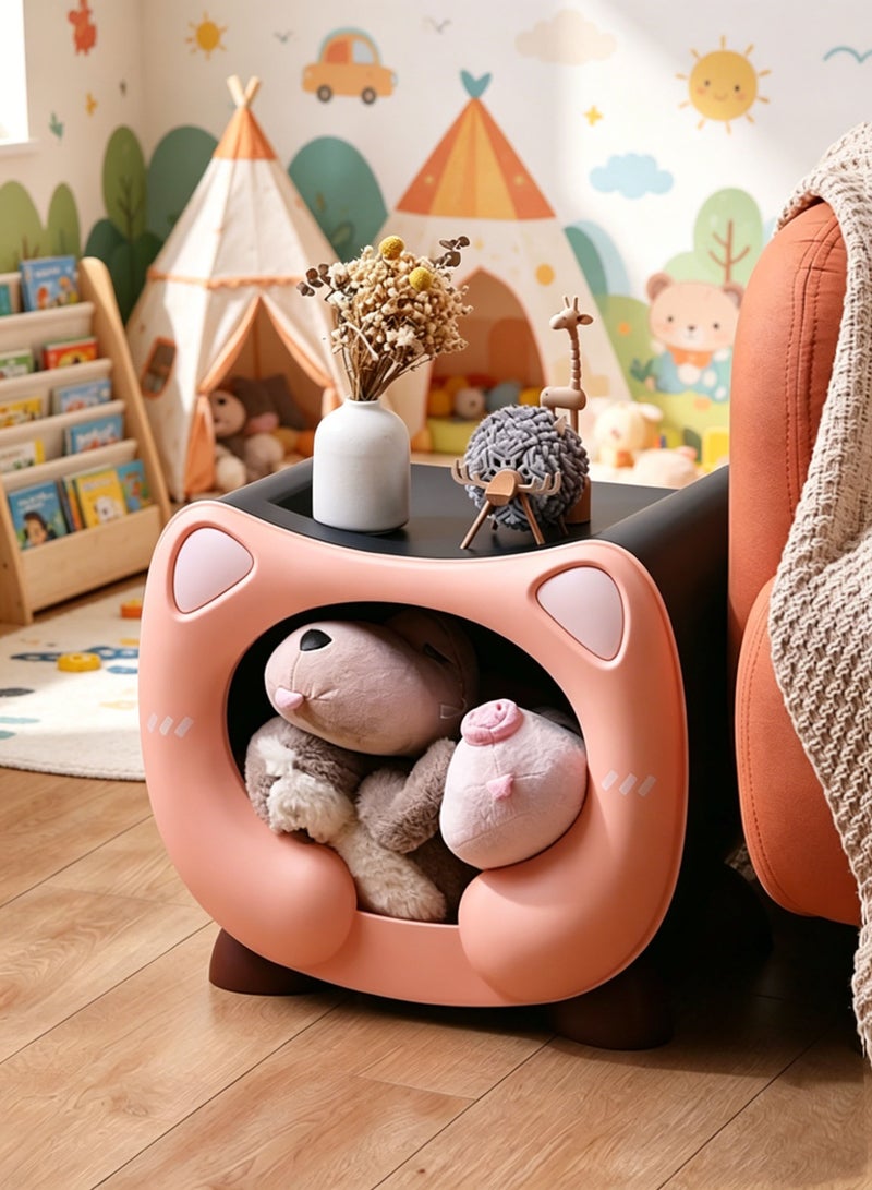 Toy Organizer, Toy Storage Box, Cute Cat Shaped Plastic Container for Stuffed Animals, Toys & Snacks, Stackable Kids Organizer Bin for Nursery, Playroom and Bedroom, Pink - Image 1
