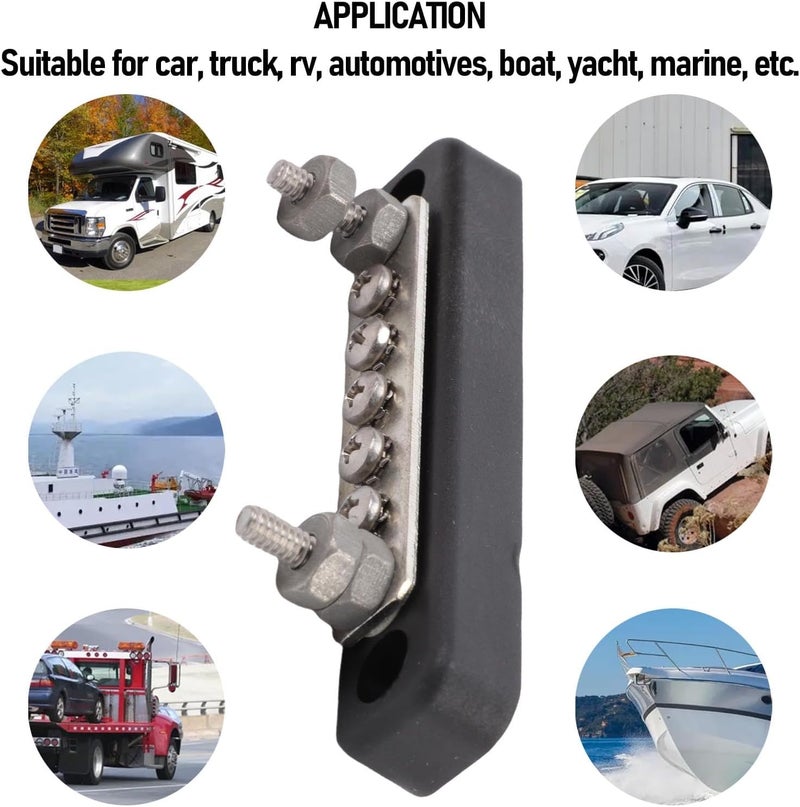 SUNGOOYUE 5 Way Power Distribution Block,Marine Bus Bar 12V 24V 100A with Fully Insulated Connections Tinned Copper Components for Car Boat RV Truck Yacht - Image 5