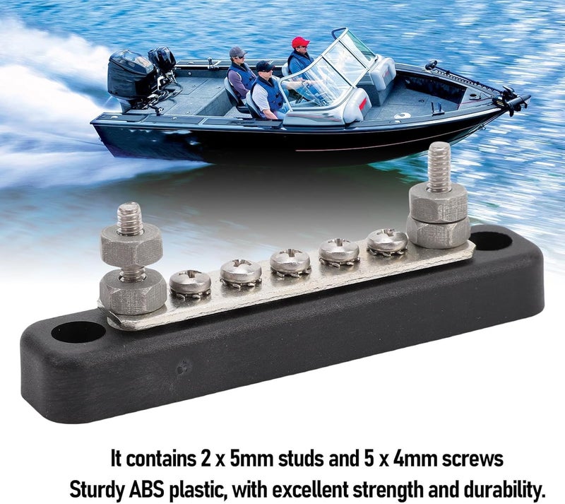 SUNGOOYUE 5 Way Power Distribution Block,Marine Bus Bar 12V 24V 100A with Fully Insulated Connections Tinned Copper Components for Car Boat RV Truck Yacht - Image 4