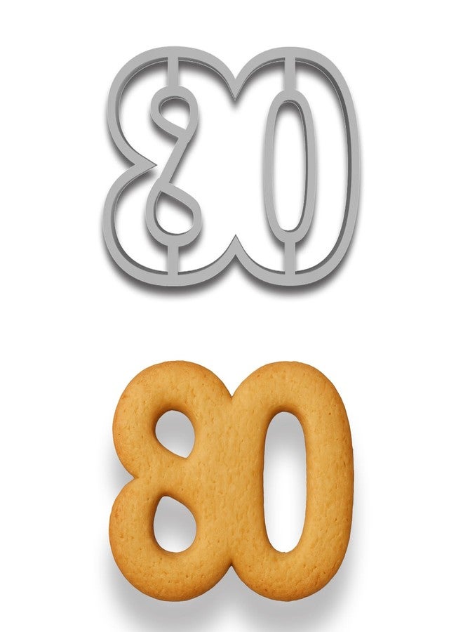 Mighty Gadget Number 80 Cookie Cutter - 3.5x5 Inches, Perfect for 80th Birthdays & Anniversaries (Random Color) - Image 1