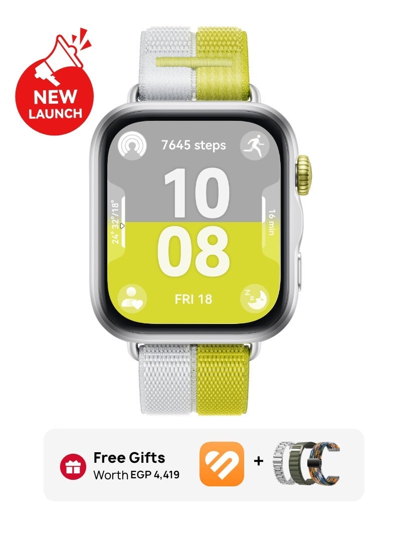 هواوي WATCH FIT 5 Smart Watch, 43mm FullView Display, iOS & Android, upto 10 Days Battery Life, Sleep & Health Monitor, Heart Rate Monitor, SpO2, GPS,Mini Work-out, Silver with Free 3 Male Replacement Strap silver - Image 1