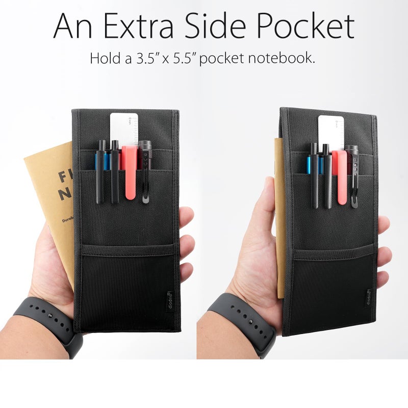 diodrio Adjustable Elastic Band Pen Holder, Velcro Pencil Holder, Pen Sleeve Case for Hard Cover Journals, Planners, Notebooks, Books, Binders, Fits Regular & Large Notebooks, Accessory Pocket, Detachable. - Image 5