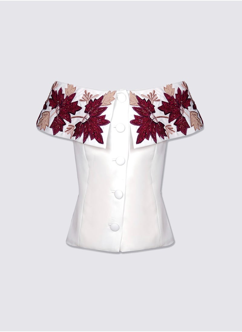 NIVA FASHION HOUSE Embroided Off Shoulder Blouse  - Image 1