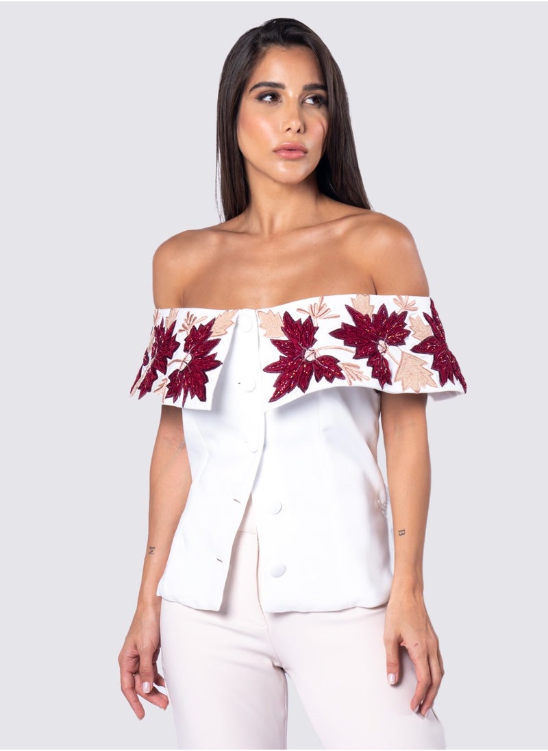 NIVA FASHION HOUSE Embroided Off Shoulder Blouse  - Image 2