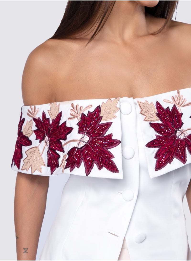 NIVA FASHION HOUSE Embroided Off Shoulder Blouse  - Image 4