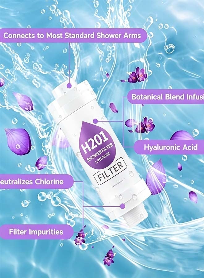 Univer Tang 2PCS Vitamin C Shower Filter For Hard Water, Shower Head Filter With Lavender & Pine Forest Scent, Water Purifier Helps Reduce Chlorine And Relieve Dry Skin, Universal Easy Installation - Image 2