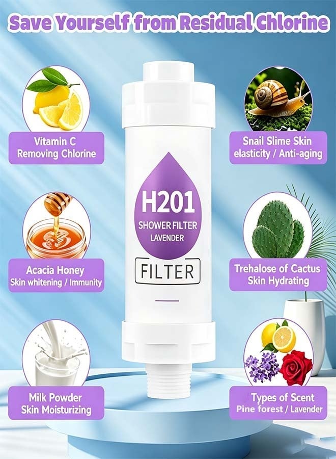 Univer Tang 2PCS Vitamin C Shower Filter For Hard Water, Shower Head Filter With Lavender & Pine Forest Scent, Water Purifier Helps Reduce Chlorine And Relieve Dry Skin, Universal Easy Installation - Image 3