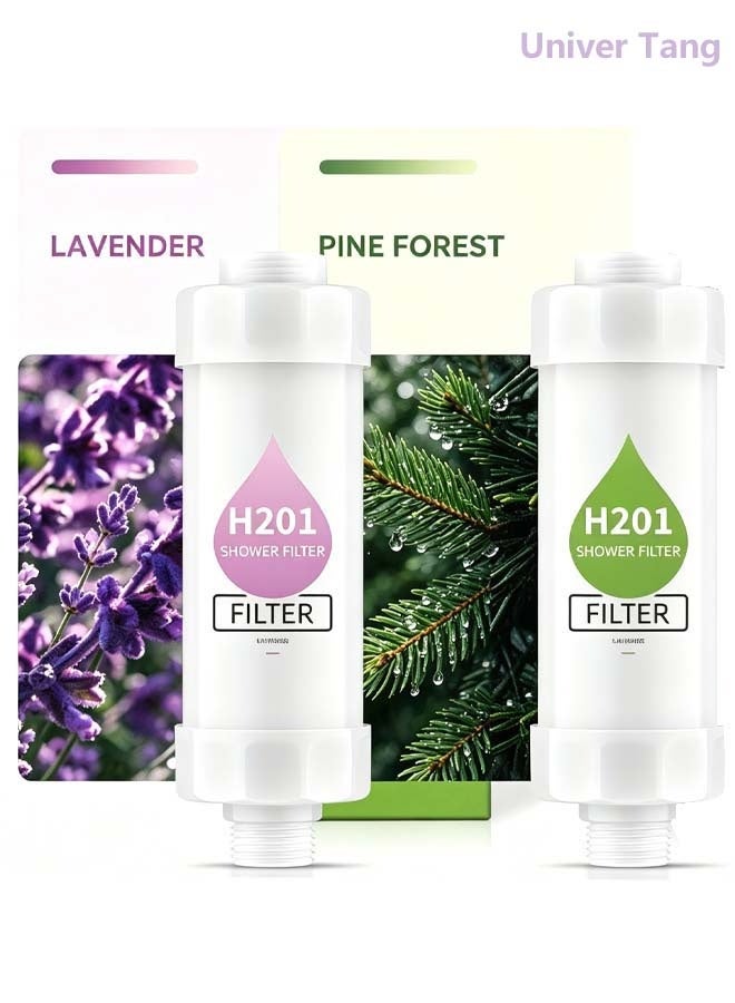 Univer Tang 2PCS Vitamin C Shower Filter For Hard Water, Shower Head Filter With Lavender & Pine Forest Scent, Water Purifier Helps Reduce Chlorine And Relieve Dry Skin, Universal Easy Installation - Image 1