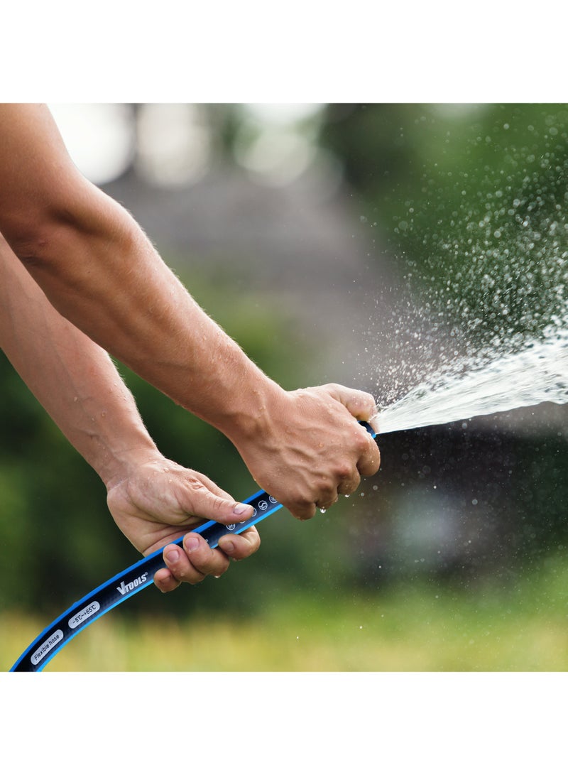 VTOOLS 10m Garden Hose, 1/2 Inch PVC Layer With 5 PC Hose Connector Set - Image 3