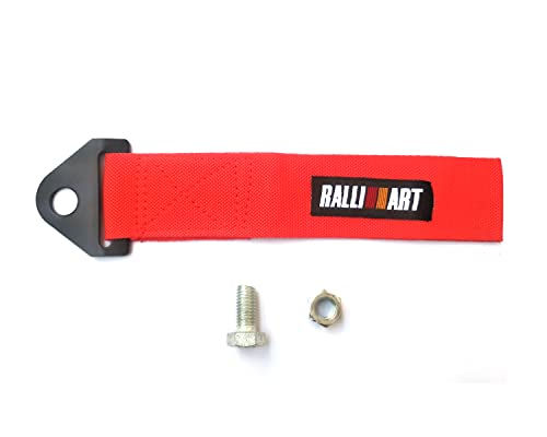 Auto E-Shopping Designer Nylon Car Towing Hook Strap Belt - Red (with Fitting nut Bolts) - 1 Pc. - Image 1