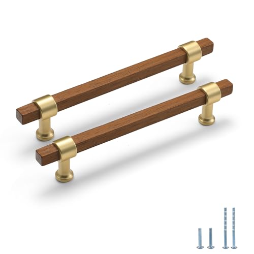 Evionlin 2 Pack 334 Inch Hole Center Walnut Wooden Drawer Pulls Beech Wood Drawer Handles Wood Hardware for Cabinets Dressers Wood Cabinet knobs Wooden knobs for cabinets and Drawers - Image 1