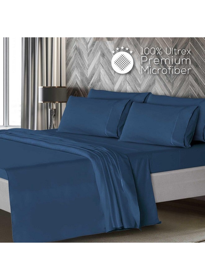 Mueller Mueller Ultratemp Bed Sheets Set, Super Soft 1800, 6 Piece California King Sheet Sets, Deep Pocket up to 16", Transfers Heat, Breathes Better, Hypoallergenic, Wrinkle-Resistant, Oeko-TEX, Navy  - Image 3