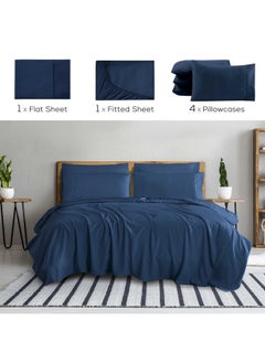 Mueller Mueller Ultratemp Bed Sheets Set, Super Soft 1800, 6 Piece California King Sheet Sets, Deep Pocket up to 16", Transfers Heat, Breathes Better, Hypoallergenic, Wrinkle-Resistant, Oeko-TEX, Navy  - Image 2
