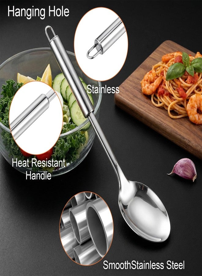 Yolev 2-Piece Stainless Steel Cooking Spoons Set - Cooking Spoons Serving Spoons Stainless Steel Solid and Slotted Kitchen Utensils for Mixing, Serving, Stirring - Image 4