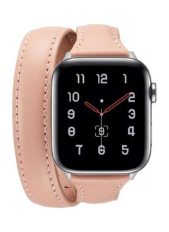SKMEI Thin Leather Double-loop Replacement Wrist Strap Watchband For Apple Watch Series 1/2/3/4/5 38-40mm Pink  - Image 1