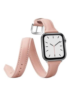 SKMEI Thin Leather Double-loop Replacement Wrist Strap Watchband For Apple Watch Series 1/2/3/4/5 38-40mm Pink  - Image 3