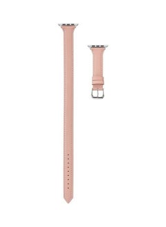 SKMEI Thin Leather Double-loop Replacement Wrist Strap Watchband For Apple Watch Series 1/2/3/4/5 38-40mm Pink  - Image 5