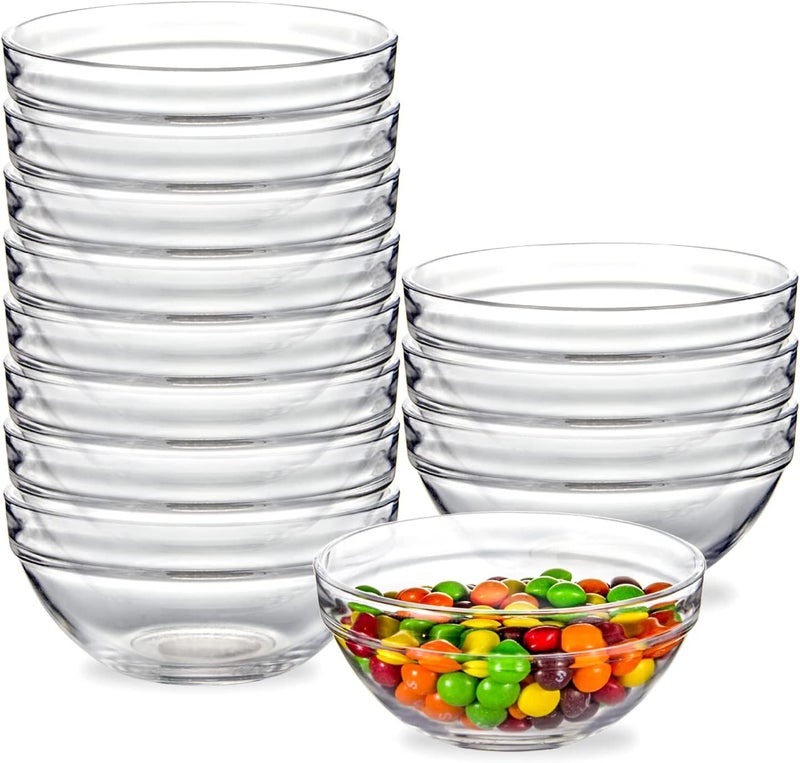WRINGO Glass Bowl for Kitchen Prep, Dessert, Dips, and Candy Dishes, Cake, Snack Bowl Set of 6 Or Nut Bowls, and Microwave Safe Clear Glass Bowls for Mixing, Storing Size 3.5 Inch (WR-11), 100 ml - Image 1