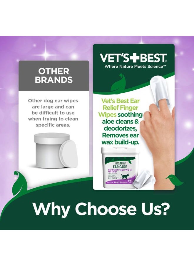 Vet's Best Ear Relief Finger Wipes, Ear Cleansing Finger Wipes for Dogs, Sooths & Deodorizes, 50 Disposable Wipes  - Image 3