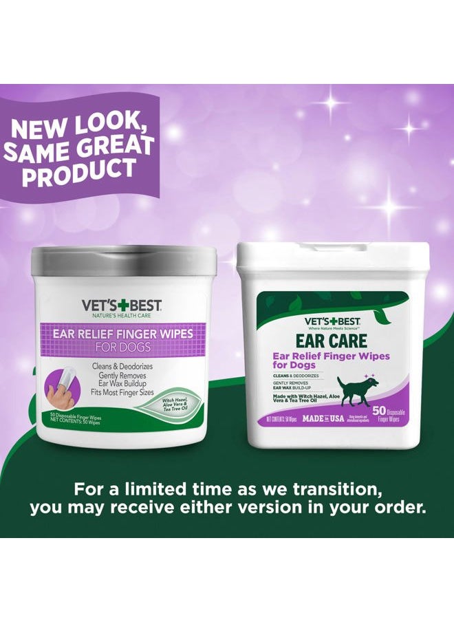 Vet's Best Ear Relief Finger Wipes, Ear Cleansing Finger Wipes for Dogs, Sooths & Deodorizes, 50 Disposable Wipes  - Image 2