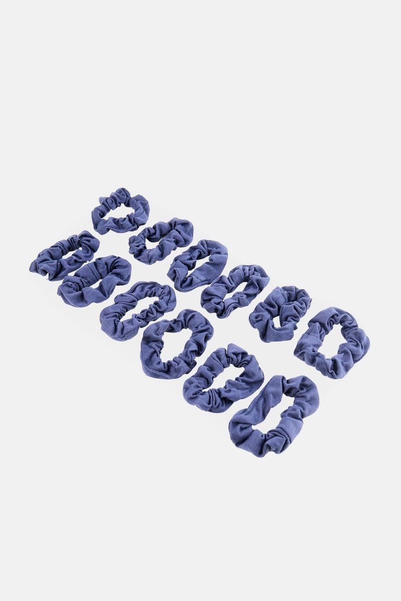 Expressions Kids Girl 12 Pieces Plain Hair Twister Scrunchies, Navy - Image 2