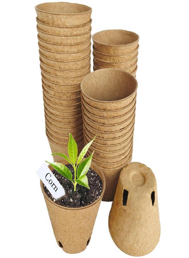 Napia Peat Pots Seed Starter Pots 45 Pack 3.15 inch Peat Pots for Seedlings Biodegradable Seed Starter Pots with 30pcs Plant Labels, Seedling Pots Starter Pots for Planting Seeds with Drainage Holes - Image 1