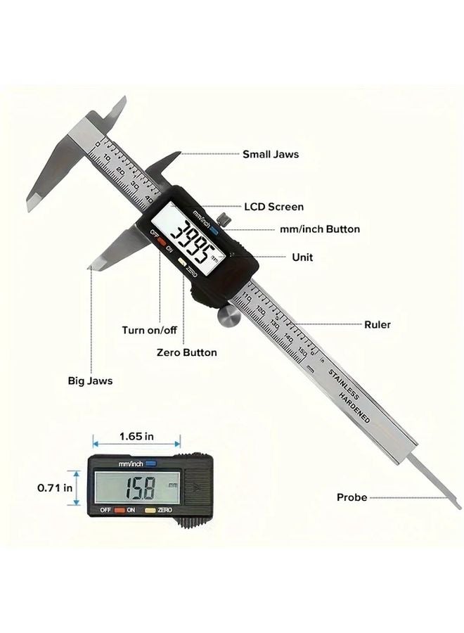 1pc 304 Stainless Steel Digital Caliper 0 150mm Electronic Vernier Depth Measuring Tool - Image 5