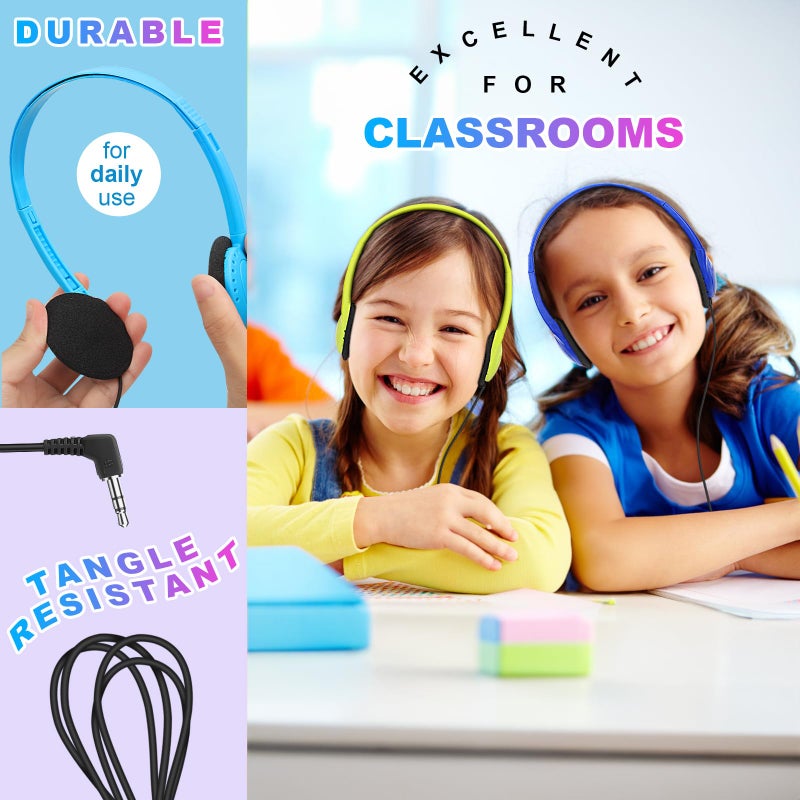 Wensdo Classroom Headphones Bulk 20 Pack for Kids School Students Teens Toddler Childern and Adults-Wholesale Earphpones (Black) - Image 4