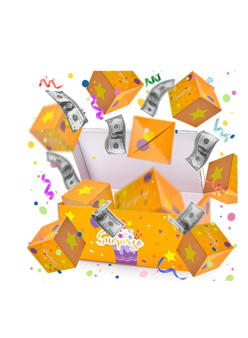 SYOSI Surprise Gift Box Explosion for Money, Pop Up Explosion Box with Confetti, Folding Bouncing Red Envelope Gift Box, Happy Birthday Money Box, for Women Men Kids for Birthday Anniversary Proposal - Image 1