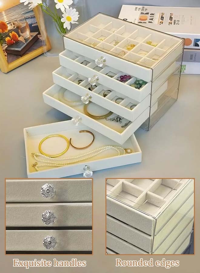 ثمانية فيبيهاوس منظم المجوهرات صندوق منظم مجوهرات أكريليك علبة تنظيم المجوهرات صندوق المجوهرات منظم مجوهرات بخمسة أدراج منظم إكسسوارات علبة إكسسوارات صناديق مجوهرات شفافة للنساء منظم مجوهرات تنظيمات اكسسوارات حافظة عرض مجوهرات قابلة للفصل لحمل الأقراط والأساور والقلائد والخواتم منظمات مجوهرات(رمادي) - Image 4