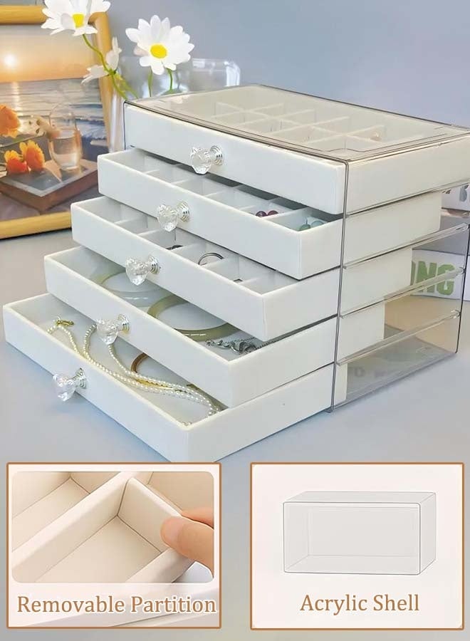 ثمانية فيبيهاوس منظم المجوهرات صندوق منظم مجوهرات أكريليك علبة تنظيم المجوهرات صندوق المجوهرات منظم مجوهرات بخمسة أدراج منظم إكسسوارات علبة إكسسوارات صناديق مجوهرات شفافة للنساء منظم مجوهرات تنظيمات اكسسوارات حافظة عرض مجوهرات قابلة للفصل لحمل الأقراط والأساور والقلائد والخواتم منظمات مجوهرات(رمادي) - Image 3