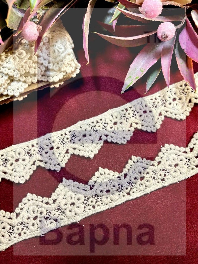 Bapna 5 Yard Embroidery Cotton Lace Trim for Sewing and Decor Dress Blouse Bridal DIY Ribbon for Bed Linen Pillow Shirt Blanket - Image 2