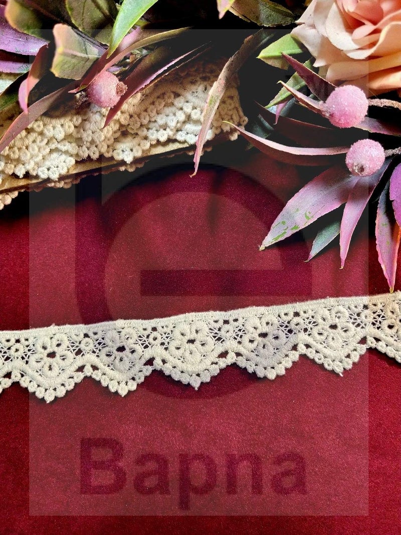 Bapna 5 Yard Embroidery Cotton Lace Trim for Sewing and Decor Dress Blouse Bridal DIY Ribbon for Bed Linen Pillow Shirt Blanket - Image 3
