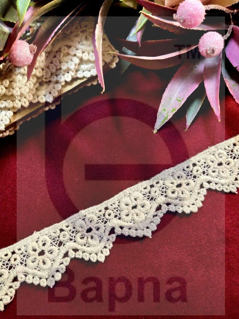 Bapna 5 Yard Embroidery Cotton Lace Trim for Sewing and Decor Dress Blouse Bridal DIY Ribbon for Bed Linen Pillow Shirt Blanket - Image 1