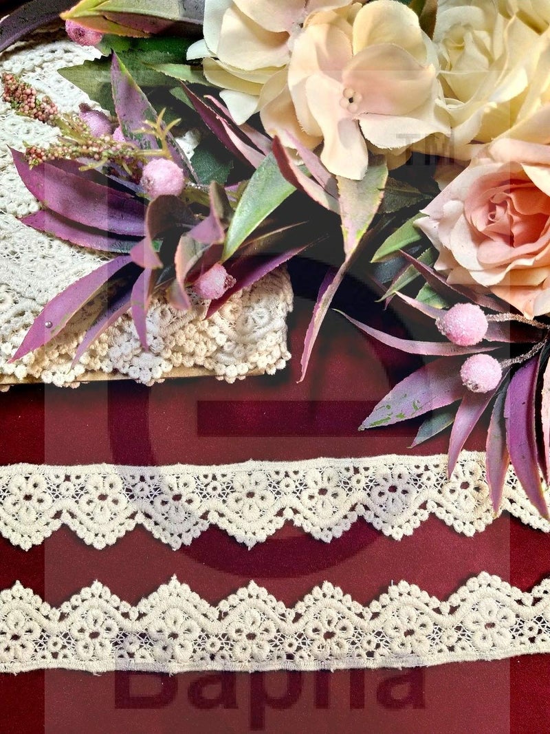 Bapna 5 Yard Embroidery Cotton Lace Trim for Sewing and Decor Dress Blouse Bridal DIY Ribbon for Bed Linen Pillow Shirt Blanket - Image 4