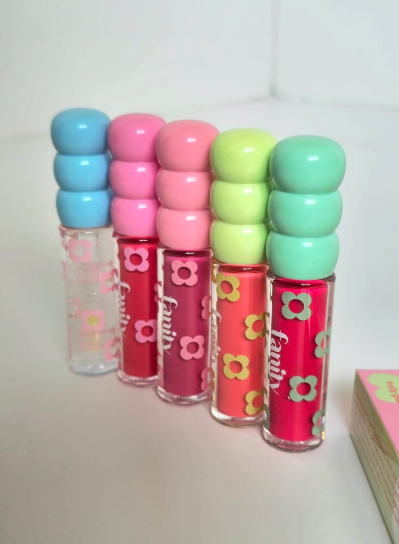 فانيتي مجموعة مرطب شفاه للشفاه، مرطب شفاه، مرطب شفاه مقاوم للماء، 5 الوان مميزة - Image 2