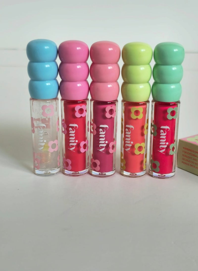 فانيتي مجموعة مرطب شفاه للشفاه، مرطب شفاه، مرطب شفاه مقاوم للماء، 5 الوان مميزة - Image 4