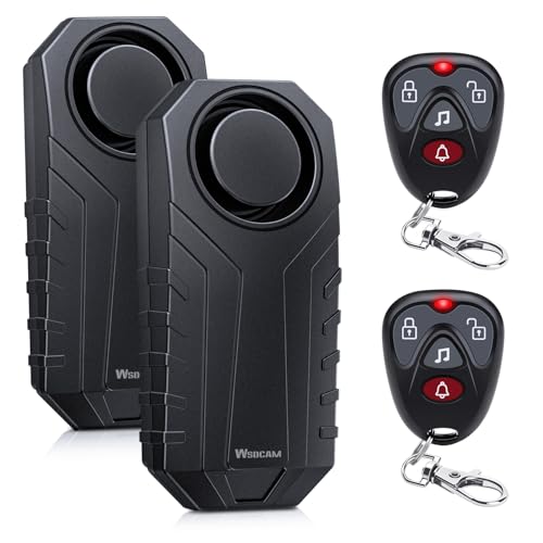 WSDCAM 113dB Loud Anti Theft Vibration Sensor Alarm Systems for Electric Bike Motorcycle Golf Car Trailer Mailbox Garage Door Waterproof Home Security Bike Accessories Bike Alarm with Remote (2pack) - Image 1