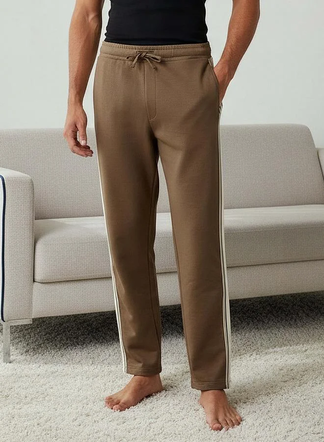 فاف بنطلون رجالي مستقيم محبوك بتفاصيل شريط