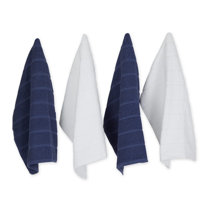 DII Basic Chef Collection  Assorted Terry Kitchen Towel Set  Dishtowel Set  French Blue  4 Piece - Image 1