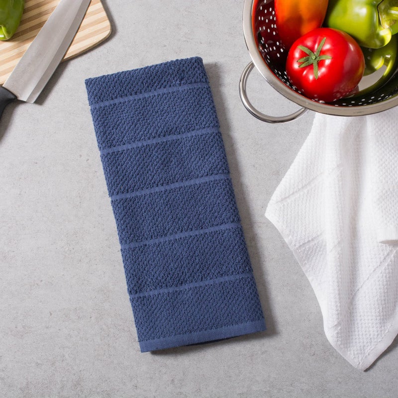 DII Basic Chef Collection  Assorted Terry Kitchen Towel Set  Dishtowel Set  French Blue  4 Piece - Image 4