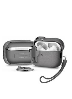 Generic Fashion design protective case for Airpods pro 2 generation, frosted material for touch, Airpods pro 2 cover with magnetic switch buckle（Frosted ash）  - Image 1