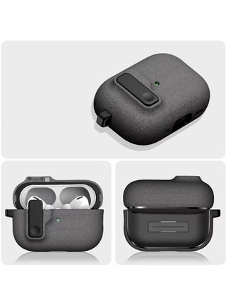 Fashion design protective case for Airpods pro 2 generation, frosted material for touch, Airpods pro 2 cover with magnetic switch buckle（Frosted ash） - view 2