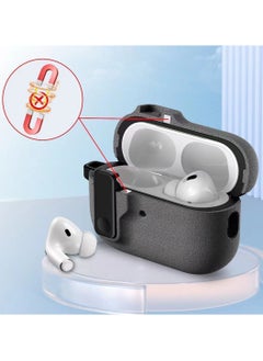 Generic Fashion design protective case for Airpods pro 2 generation, frosted material for touch, Airpods pro 2 cover with magnetic switch buckle（Frosted ash）  - Image 4