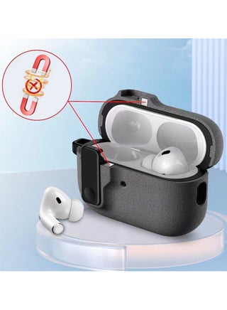 Fashion design protective case for Airpods pro 2 generation, frosted material for touch, Airpods pro 2 cover with magnetic switch buckle（Frosted ash） - view 4