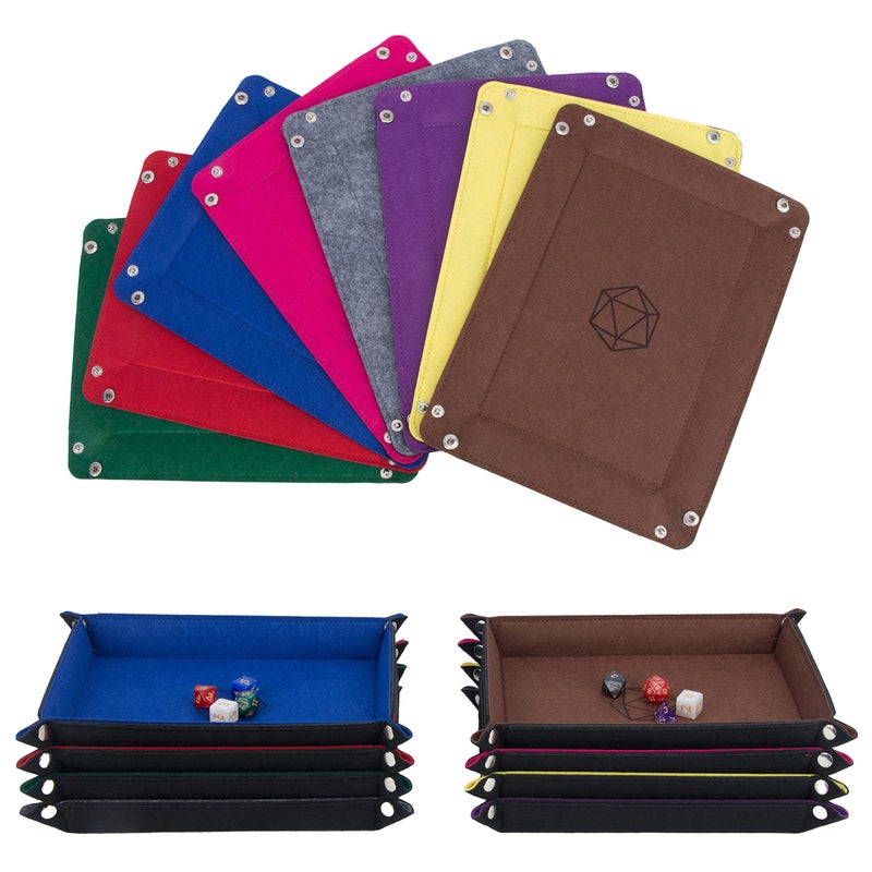 KISLANE Folding Rectangle Dice Tray Felt Tray Holder for DND RPG MTG and Other Board Games