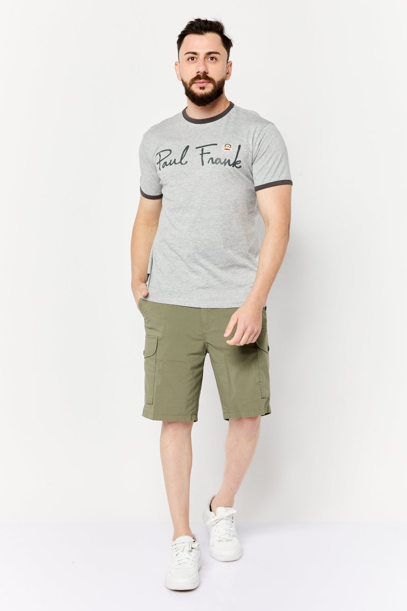 Paul Frank Men Crew Neck Short Sleeves Brand Logo T-Shirt, Grey  - Image 4